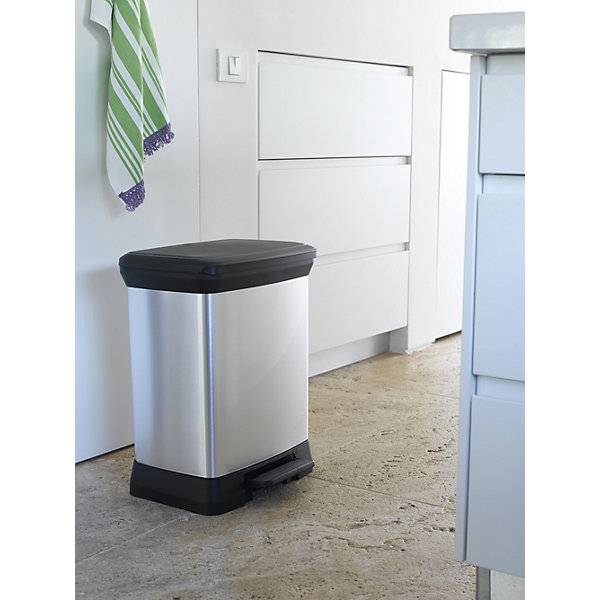 Tretmülleimer DECOBIN eckig Volumen 30 l HxBxT 515 x 300 x 400 mm silber. Vepa Bins Groothandel B.V. 77289049-2