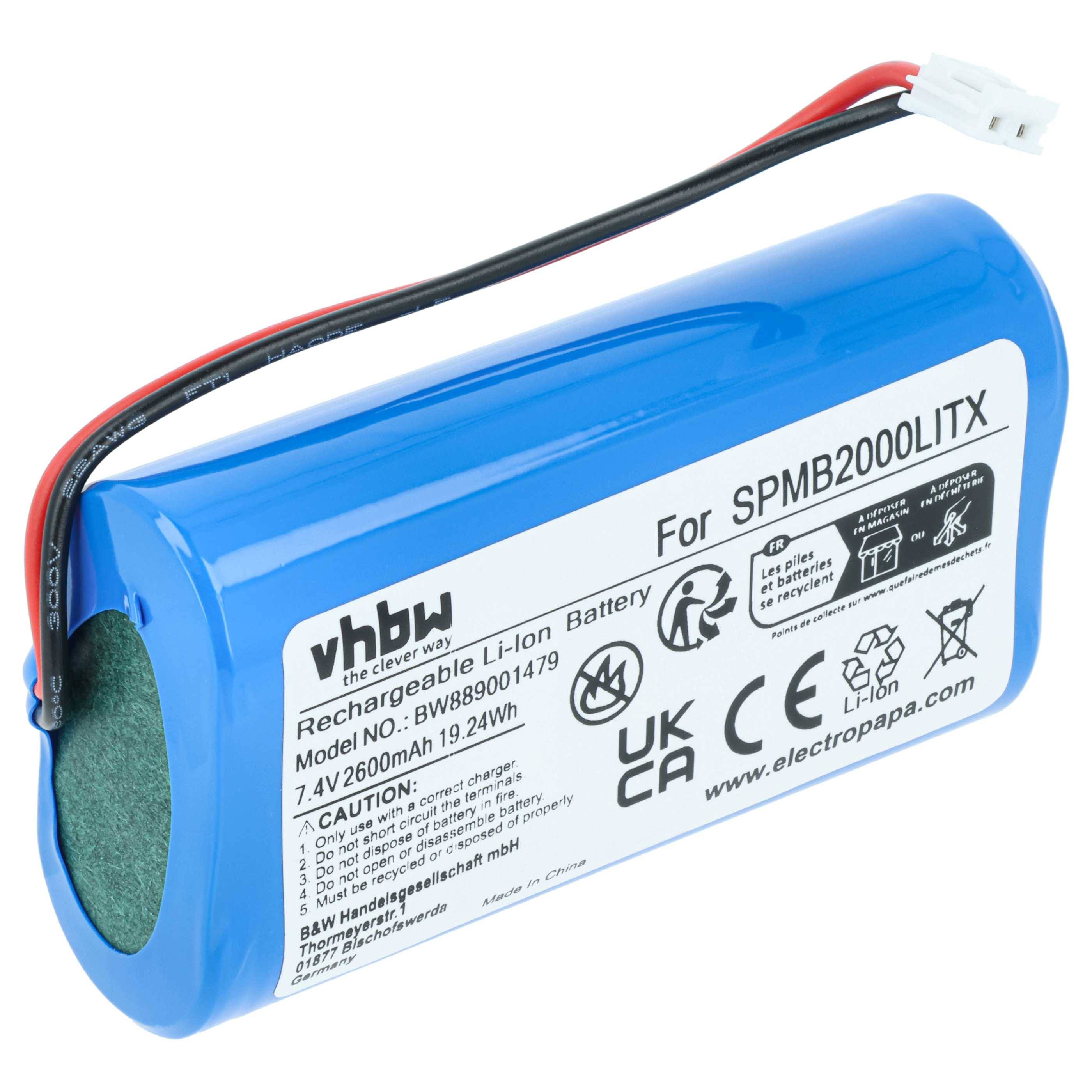 vhbw Akku Ersatz für Spektrum SPMB2000LITX für Fernbedienung Remote Control (2600 mAh, 7,4 V, Li-Ion)-0