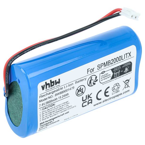vhbw Akku Ersatz für Spektrum SPMB2000LITX für Fernbedienung Remote Control (2600 mAh, 7,4 V, Li-Ion)