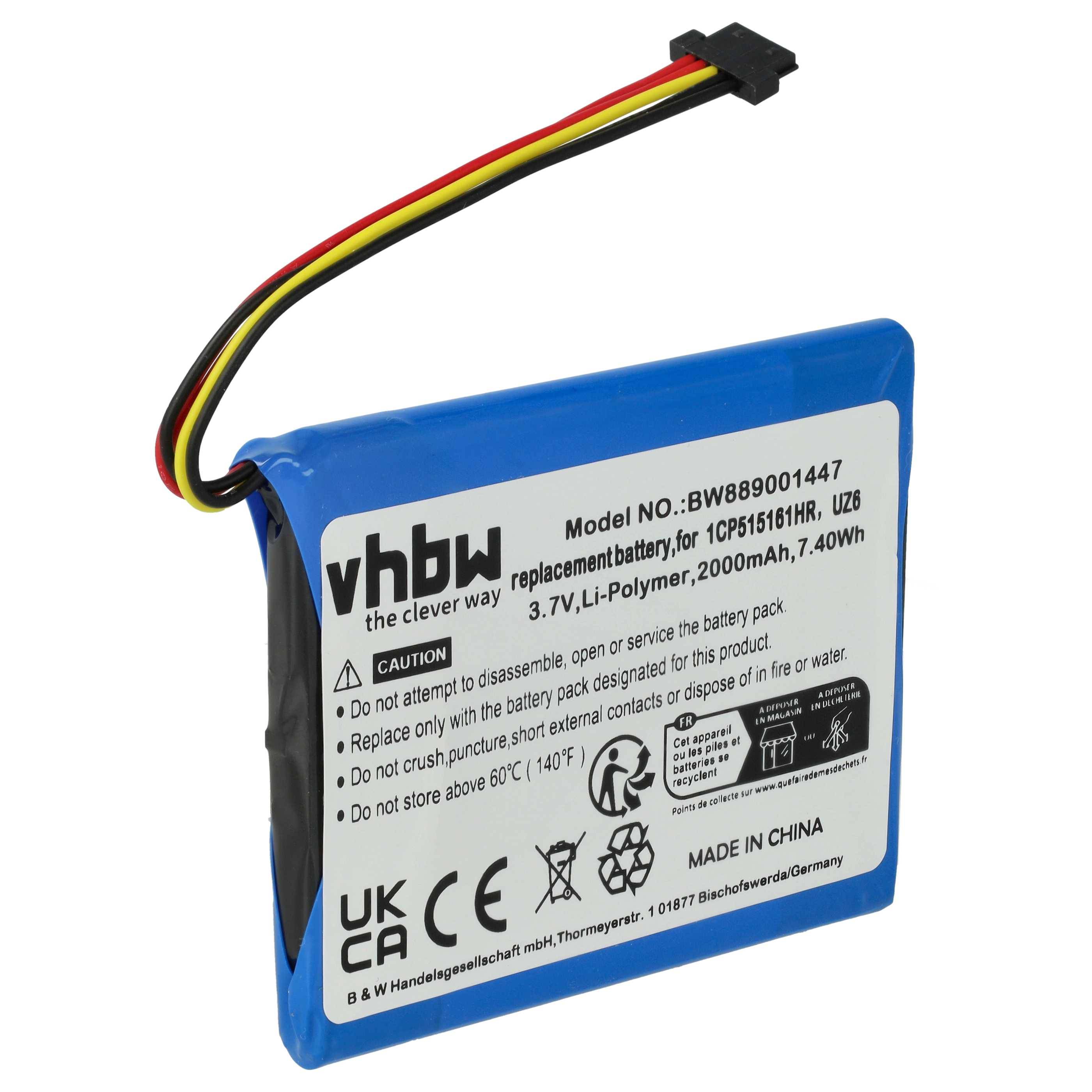 vhbw Akku kompatibel mit TomTom 4F173 | BRIDGE, PRO 8270, PRO 8275 GPS Navigation Navi (2000 mAh, 3,7 V, Li-Ion)