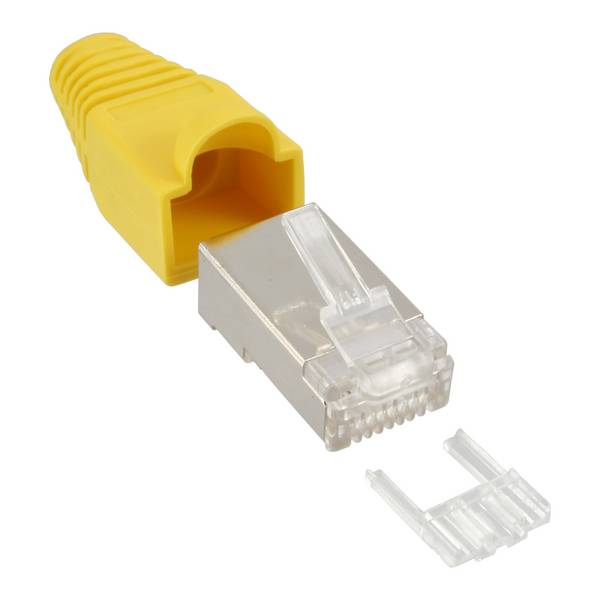 InLine® Crimpstecker RJ45 geschirmt, Knickschutz gelb, 10er Pack