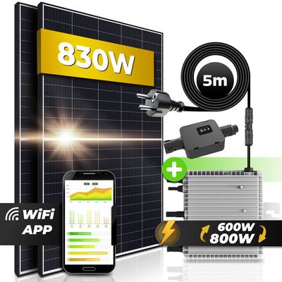 Solaranlage Balkonkraftwerk 830W/800W,(Deye Micro Inverter drosselbar 600W,  5m Kabel, Mini-PV Anlage), genehmigungsfrei kaufen