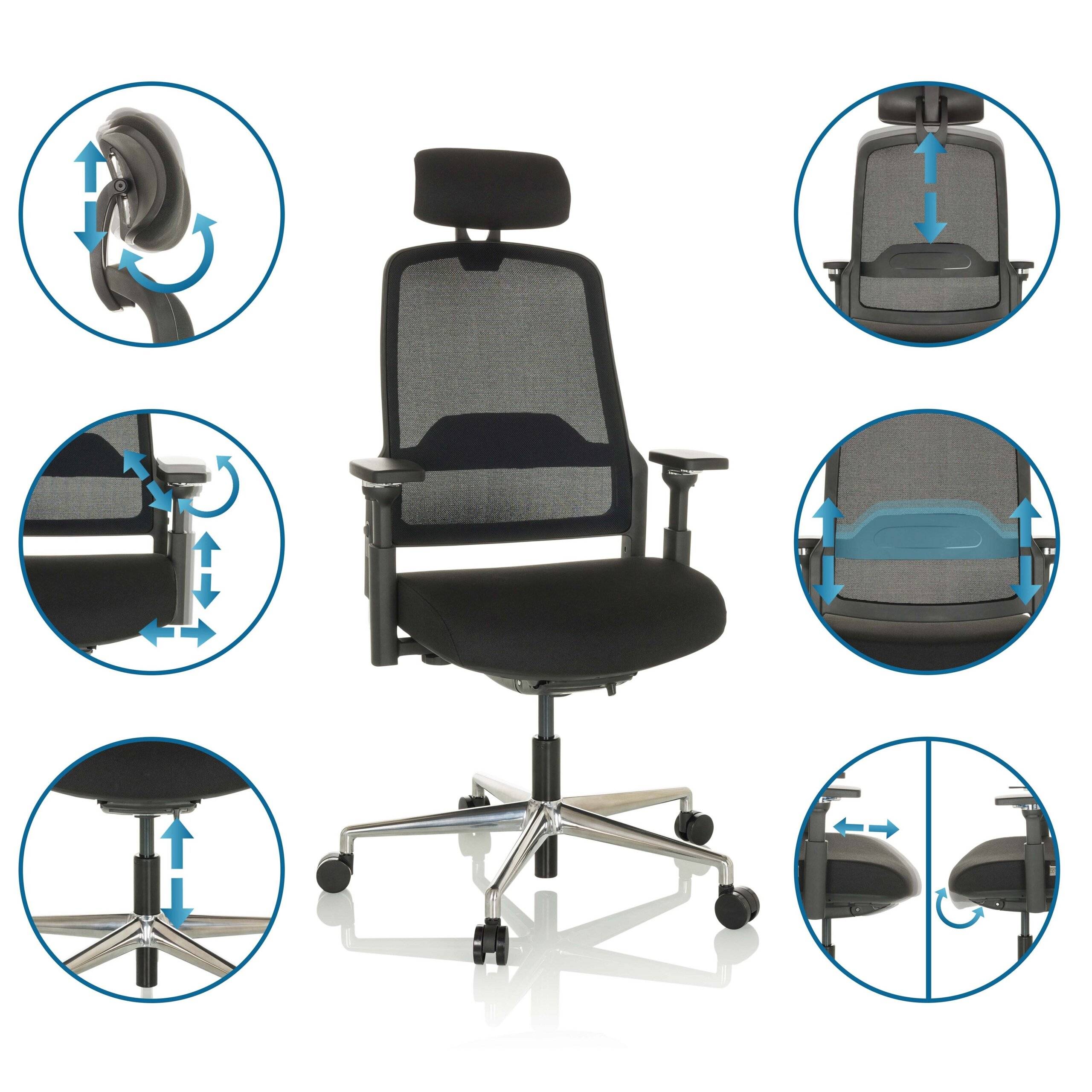 Bürostuhl Chefsessel TERARO AX Netzstoff Stoff schwarz hjh OFFICE-3