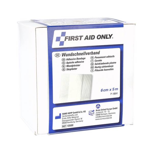 FIRST AID ONLY - Wundschnellverband elastisch 5mx6cm Wundauflage 2.5cm weiß