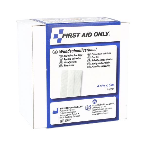 FIRST AID ONLY - Wundschnellverband elastisch 5m 4cm Wundauflage 2cm weiß
