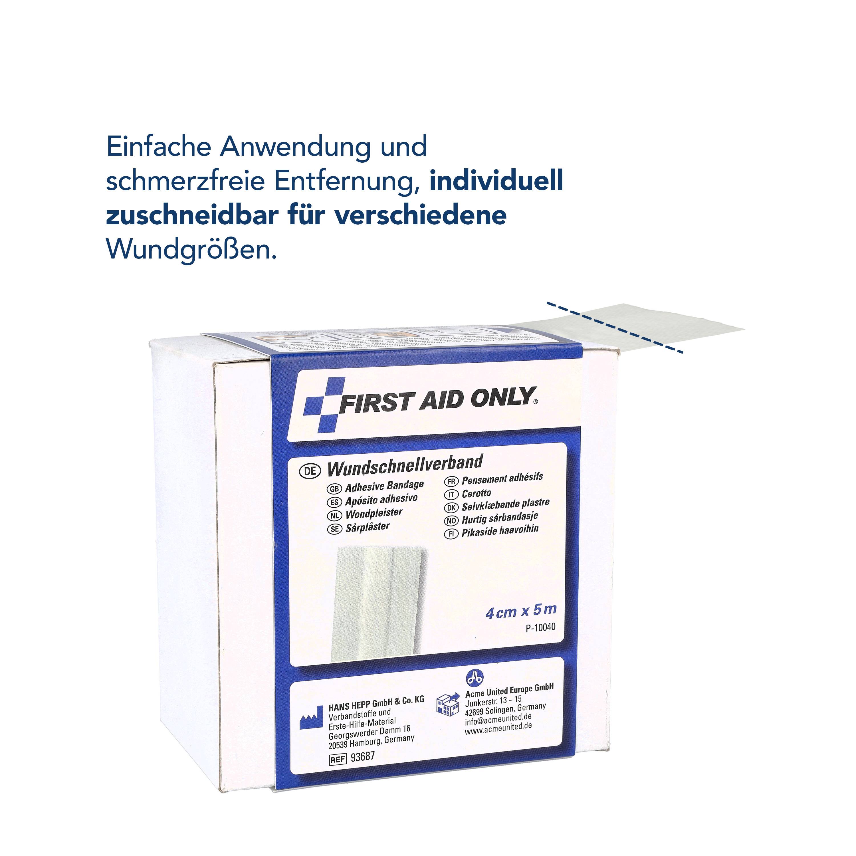 FIRST AID ONLY - Wundschnellverband elastisch 5m 4cm Wundauflage 2cm weiß-1