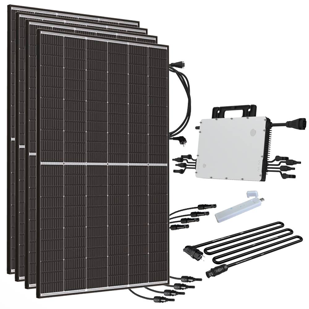 Offgridtec Balkonkraftwerk 1880W Blackframe Mini-PV Solaranlage inkl. HMS-1600-4T und DTU-Lite-S-1