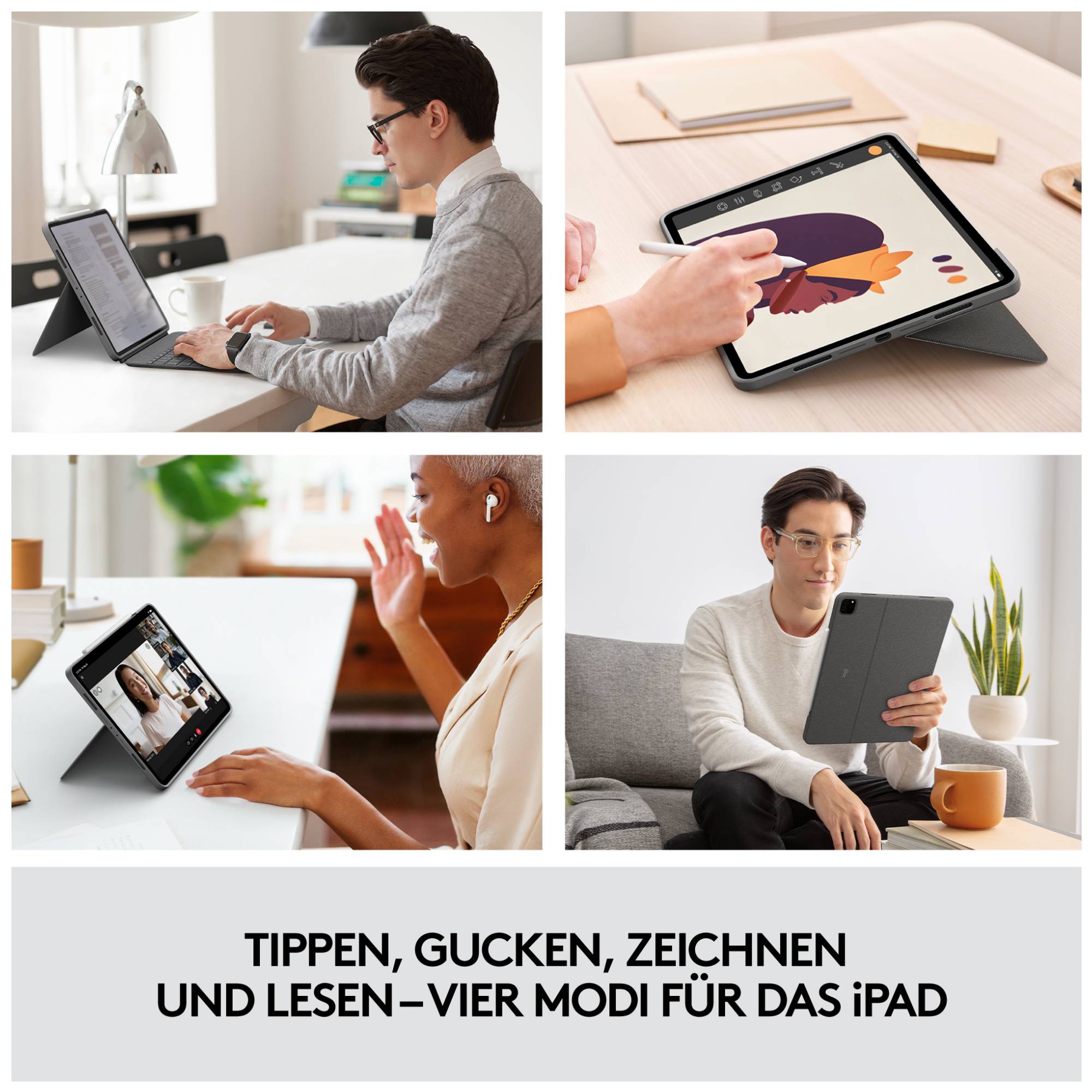 Logitech Combo Touch Tastatur und Foliohülle mit Trackpad hintergrundbeleuchtet Apple Smart connector QWERTY USA-1