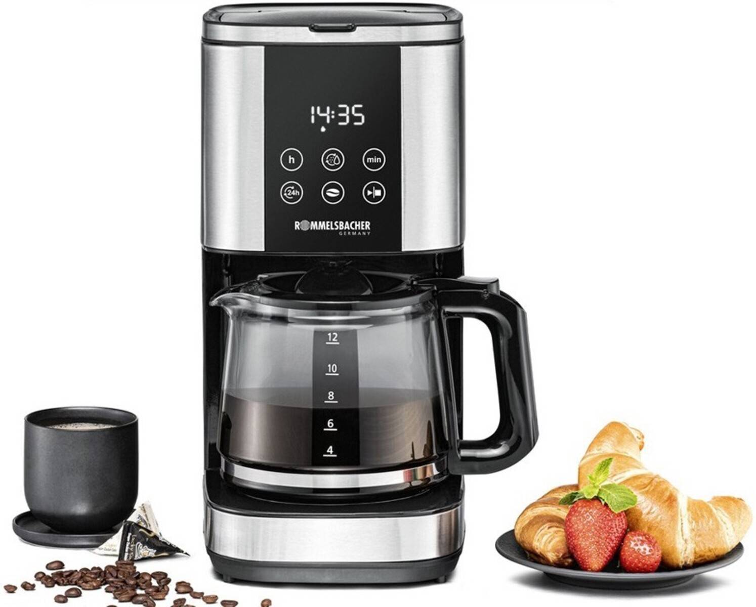 Rommelsbacher FKM 1000, Filterkaffeemaschine, 1,5 l, Gemahlener Kaffee, 1000 W, Schwarz, Edelstahl-1