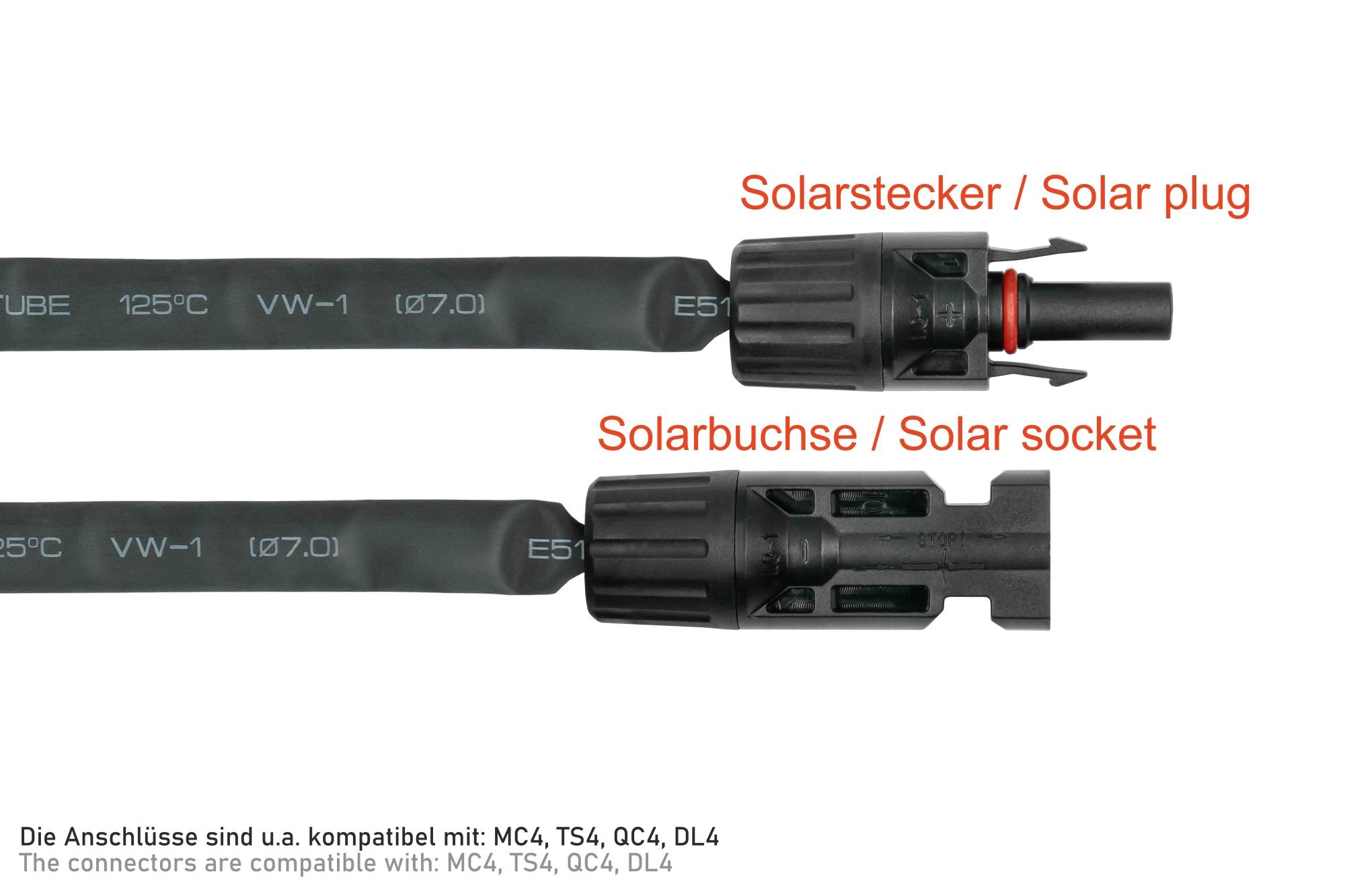 kabelmeister® Solar-Fensterdurchführung MC4 kompatibel, paarweise, schwarz, flexible Länge: 30 cm-1