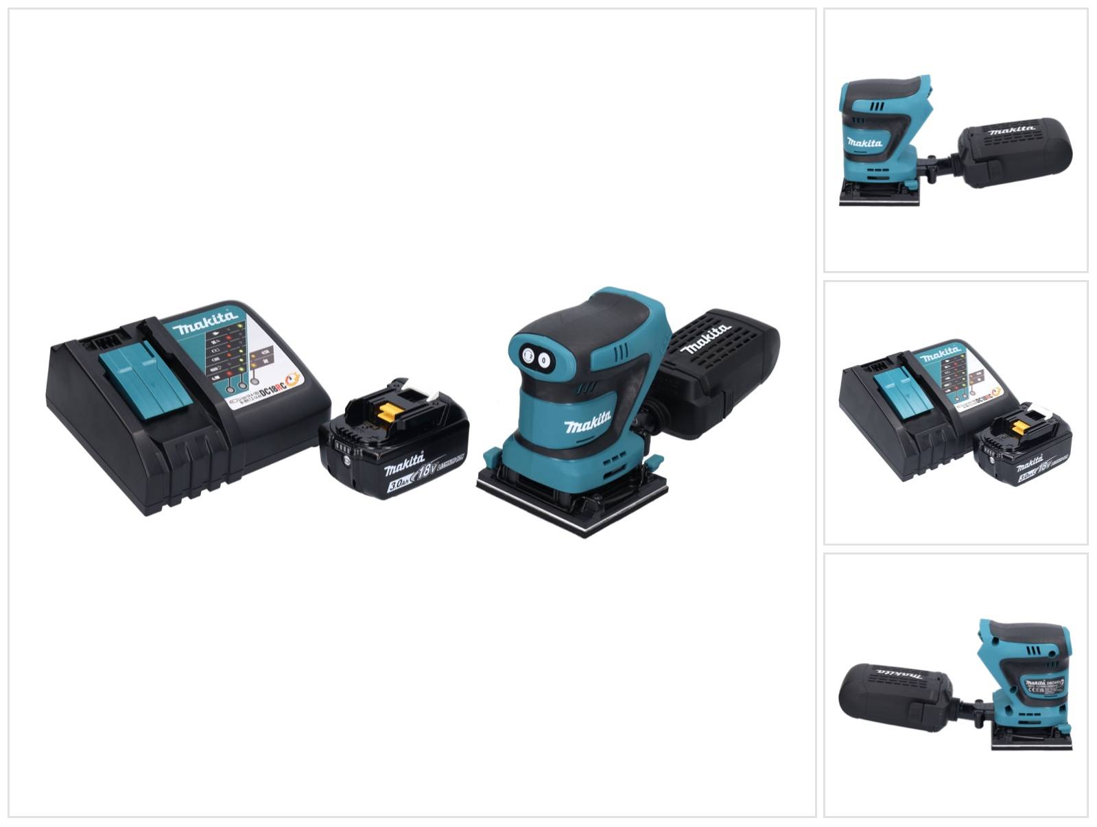 Makita DBO 480 RF1 Akku Schwingschleifer 18 V 112 x 102 mm + 1x Akku 3,0 Ah + Ladegerät-0
