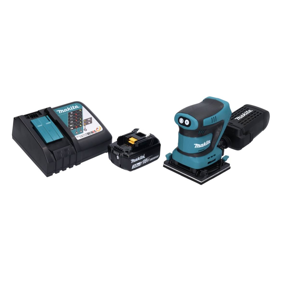 Makita DBO 480 RF1 Akku Schwingschleifer 18 V 112 x 102 mm + 1x Akku 3,0 Ah + Ladegerät-1