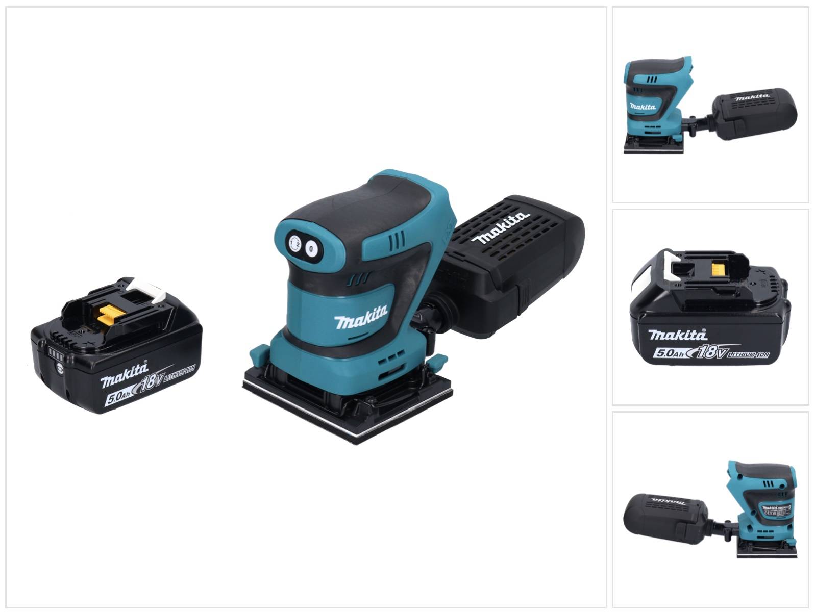 Makita DBO 480 T1 Akku Schwingschleifer 18 V 112 x 102 mm + 1x Akku 5,0 Ah - ohne Ladegerät-0