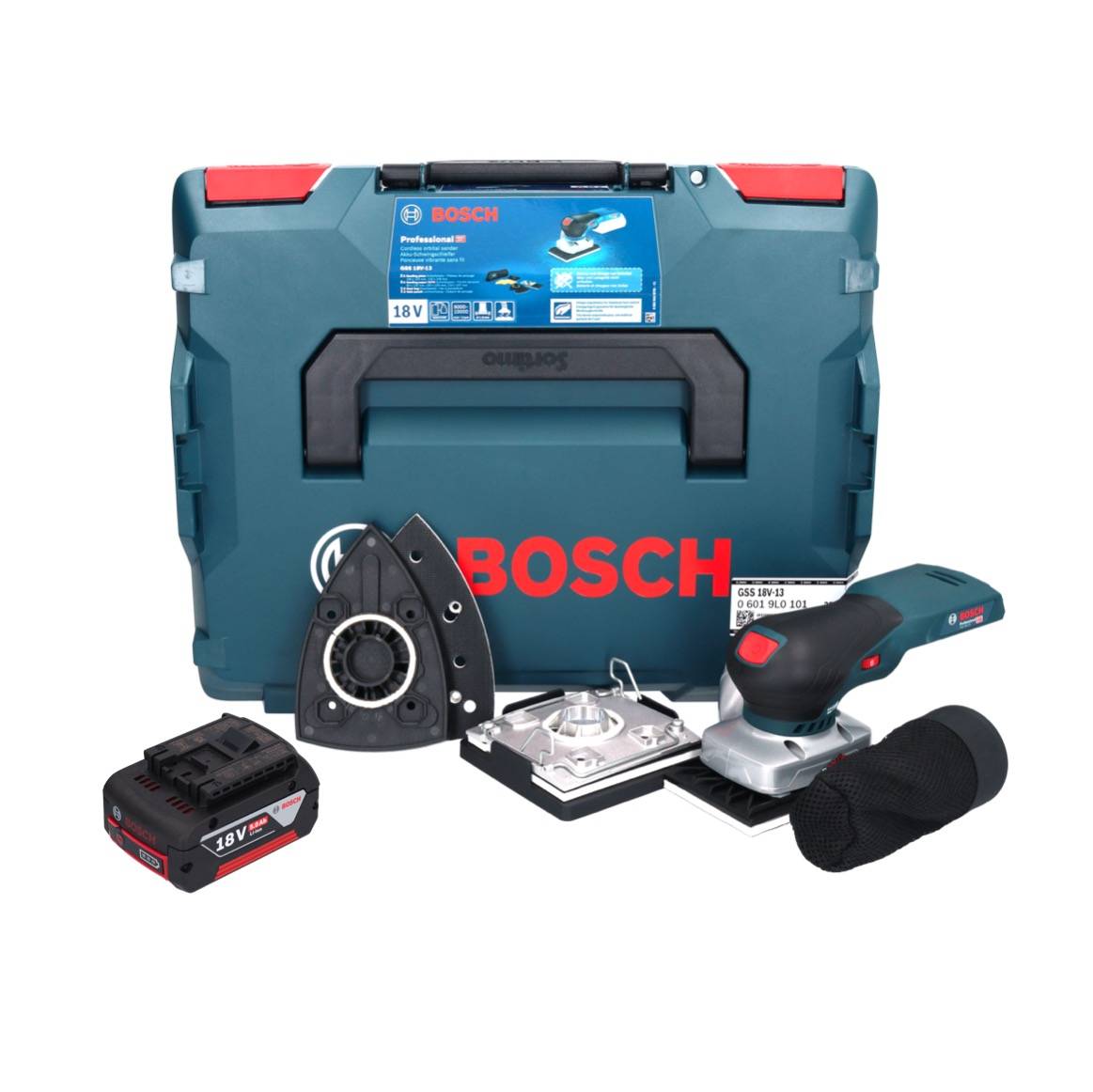 Bosch GSS 18V-13 Akku Schwingschleifer 18 V + 1x Akku 5,0 Ah + L-BOXX - ohne Ladegerät-1