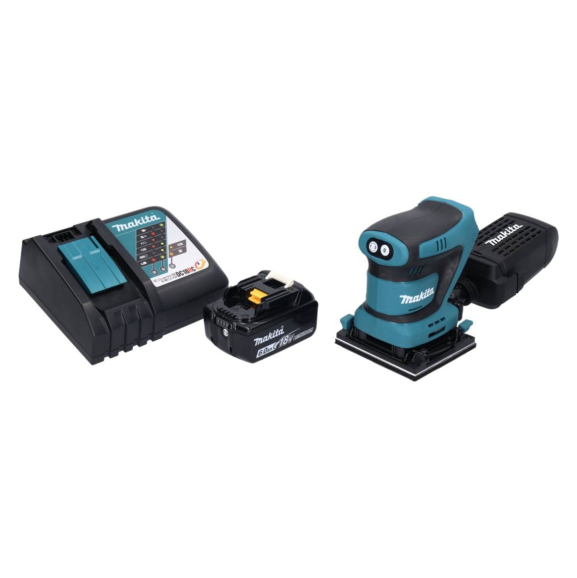 Makita DBO 480 RG1 Akku Schwingschleifer 18 V 112 x 102 mm + 1x Akku 6,0 Ah + Ladegerät-1