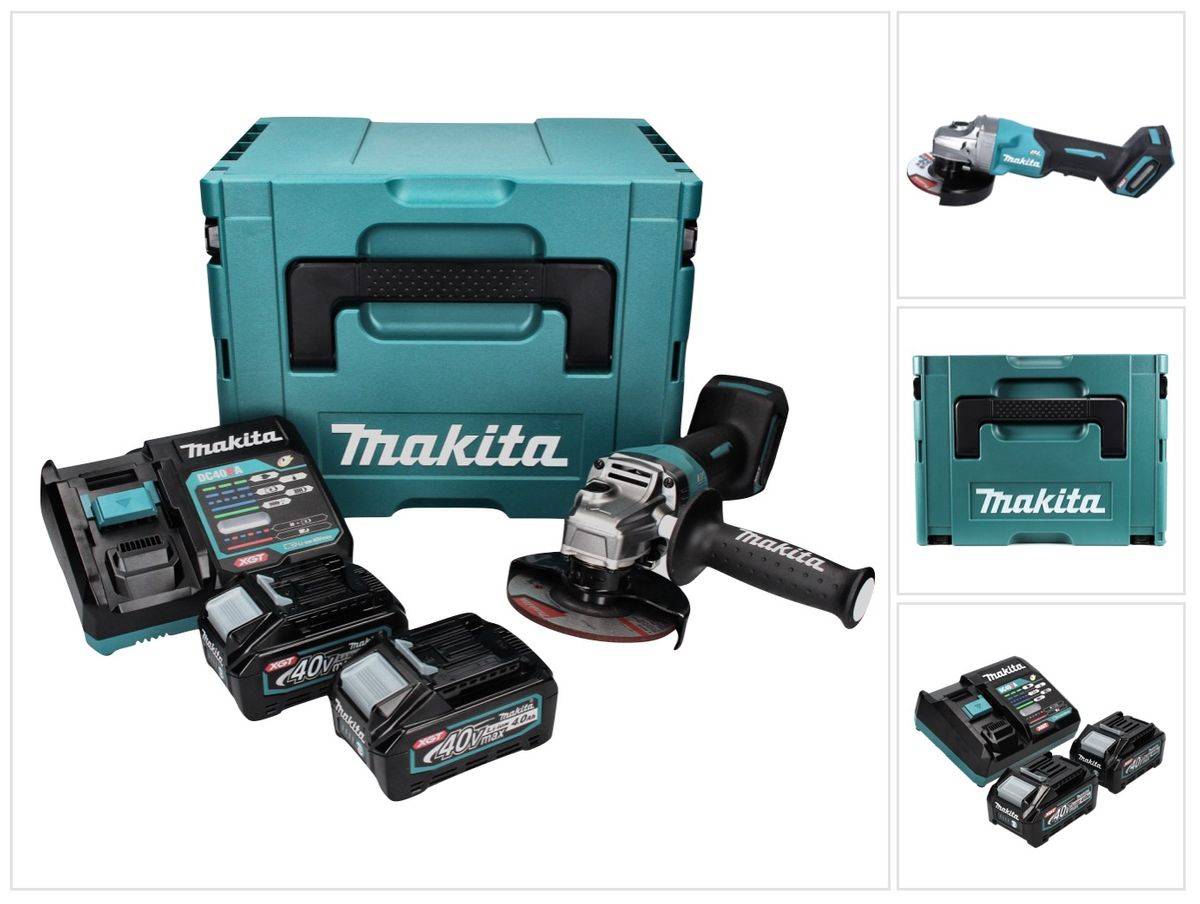 Makita GA 016 GM201 Akku Winkelschleifer 40 V max. 125 mm Brushless XGT + 2x Akku 4,0 Ah + Ladegerät + Makpac-0