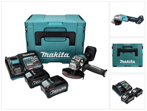 Makita GA 016 GM201 Akku Winkelschleifer 40 V max. 125 mm Brushless  XGT + 2x Akku 4,0 Ah + Ladegerät + Makpac