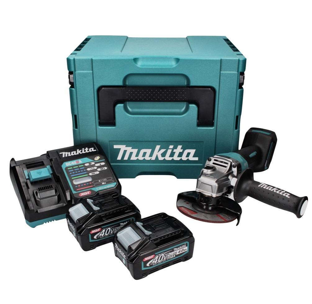 Makita GA 016 GM201 Akku Winkelschleifer 40 V max. 125 mm Brushless XGT + 2x Akku 4,0 Ah + Ladegerät + Makpac-1