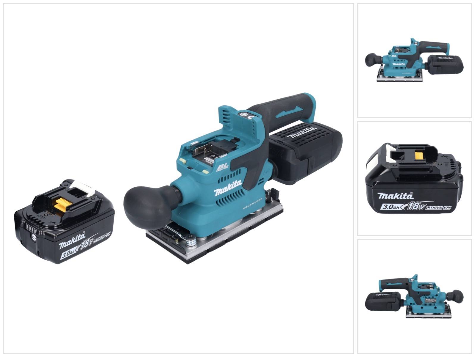 Makita DBO 382 F1 Akku Schwingschleifer 18 V 93 x 185 mm Brushless + 1x Akku 3,0 Ah - ohne Ladegerät-0