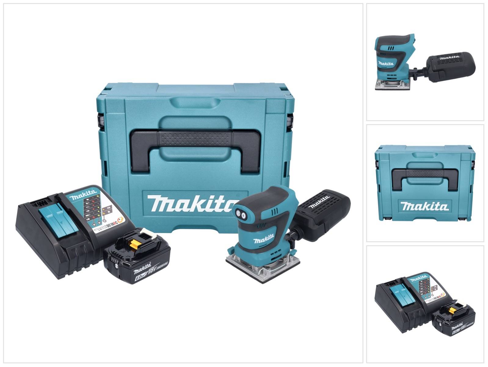 Makita DBO 484 RG1J Akku Schwingschleifer 18 V 112 x 102 mm + 1x Akku 6,0 Ah + Ladegerät + Makpac-0