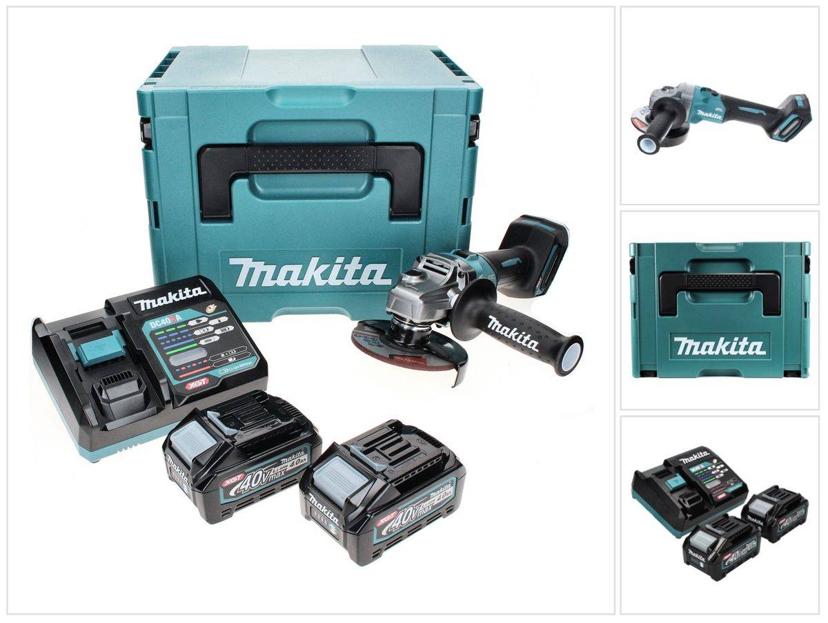 Makita GA 008 GM201 Akku Winkelschleifer 40 V max. 125 mm Brushless XGT + 2x Akku 4,0 Ah + Ladegerät + Makpac-0