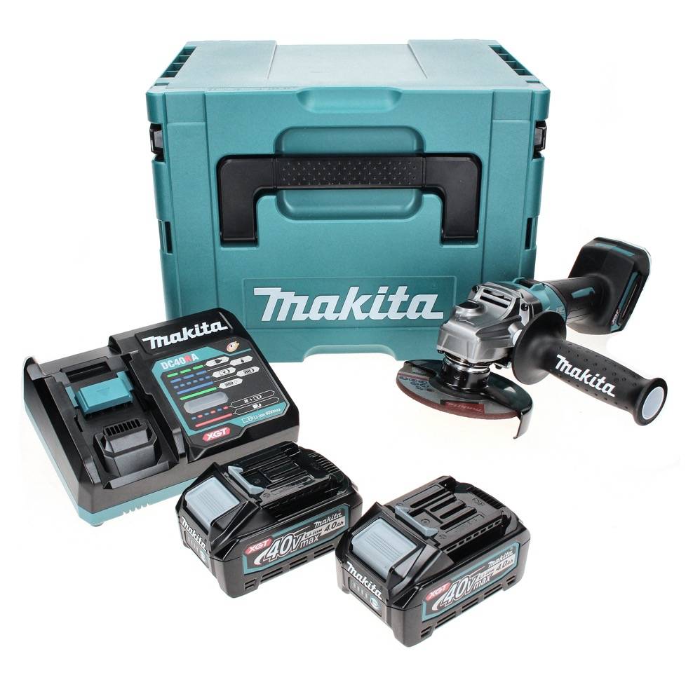 Makita GA 008 GM201 Akku Winkelschleifer 40 V max. 125 mm Brushless XGT + 2x Akku 4,0 Ah + Ladegerät + Makpac-1