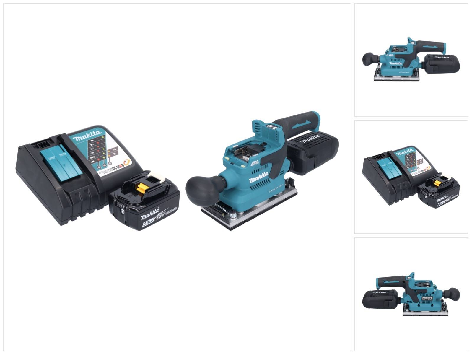 Makita DBO 382 RG1 Akku Schwingschleifer 18 V 93 x 185 mm Brushless + 1x Akku 6,0 Ah + Ladegerät-0