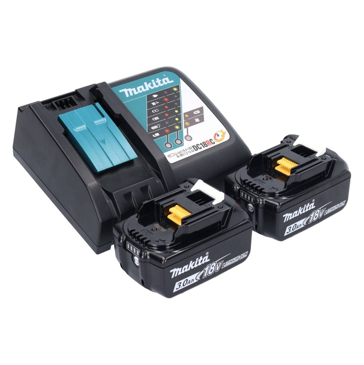 Makita DBO 484 RFJ Akku Schwingschleifer 18 V 112 x 102 mm + 2x Akku 3,0 Ah + Ladegerät + Makpac-4
