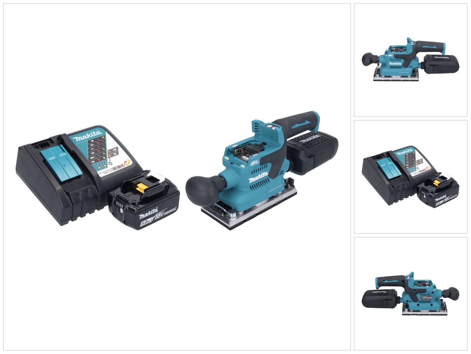 Makita DBO 382 RT1 Akku Schwingschleifer 18 V 93 x 185 mm Brushless + 1x Akku 5,0 Ah + Ladegerät-0