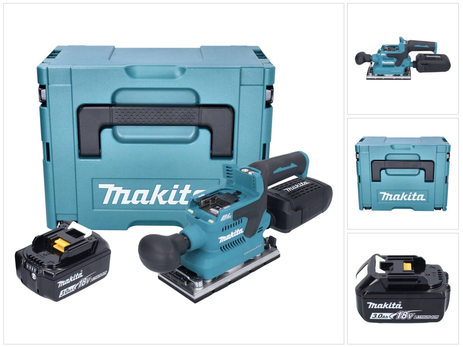 Makita DBO 382 F1J Akku Schwingschleifer 18 V 93 x 185 mm Brushless + 1x Akku 3,0 Ah + Makpac - ohne Ladegerät-0