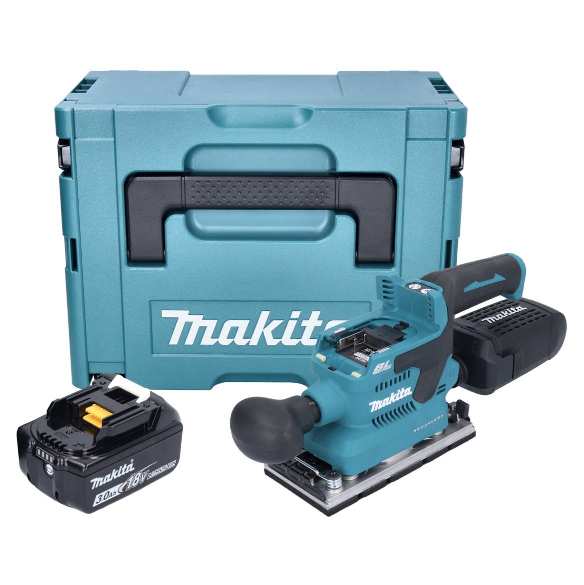 Makita DBO 382 F1J Akku Schwingschleifer 18 V 93 x 185 mm Brushless + 1x Akku 3,0 Ah + Makpac - ohne Ladegerät-1
