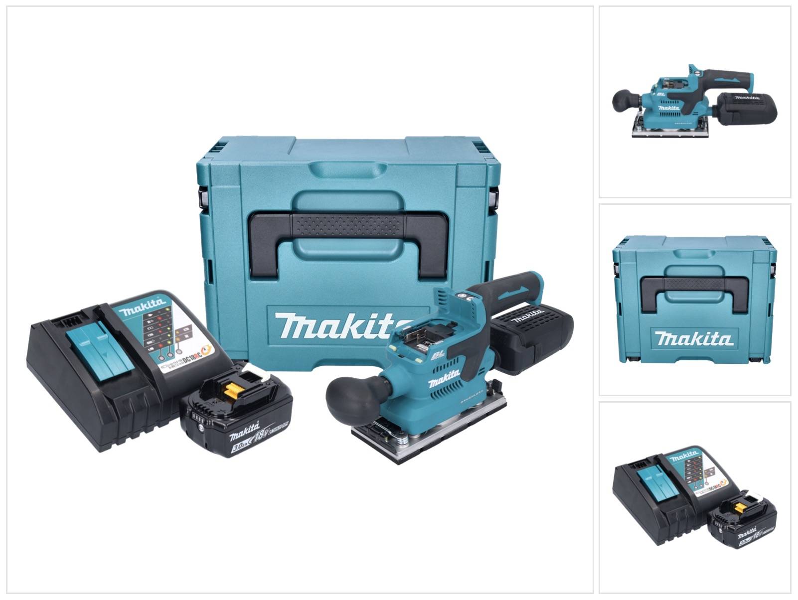 Makita DBO 382 RF1J Akku Schwingschleifer 18 V 93 x 185 mm Brushless + 1x Akku 3,0 Ah + Ladegerät + Makpac-0