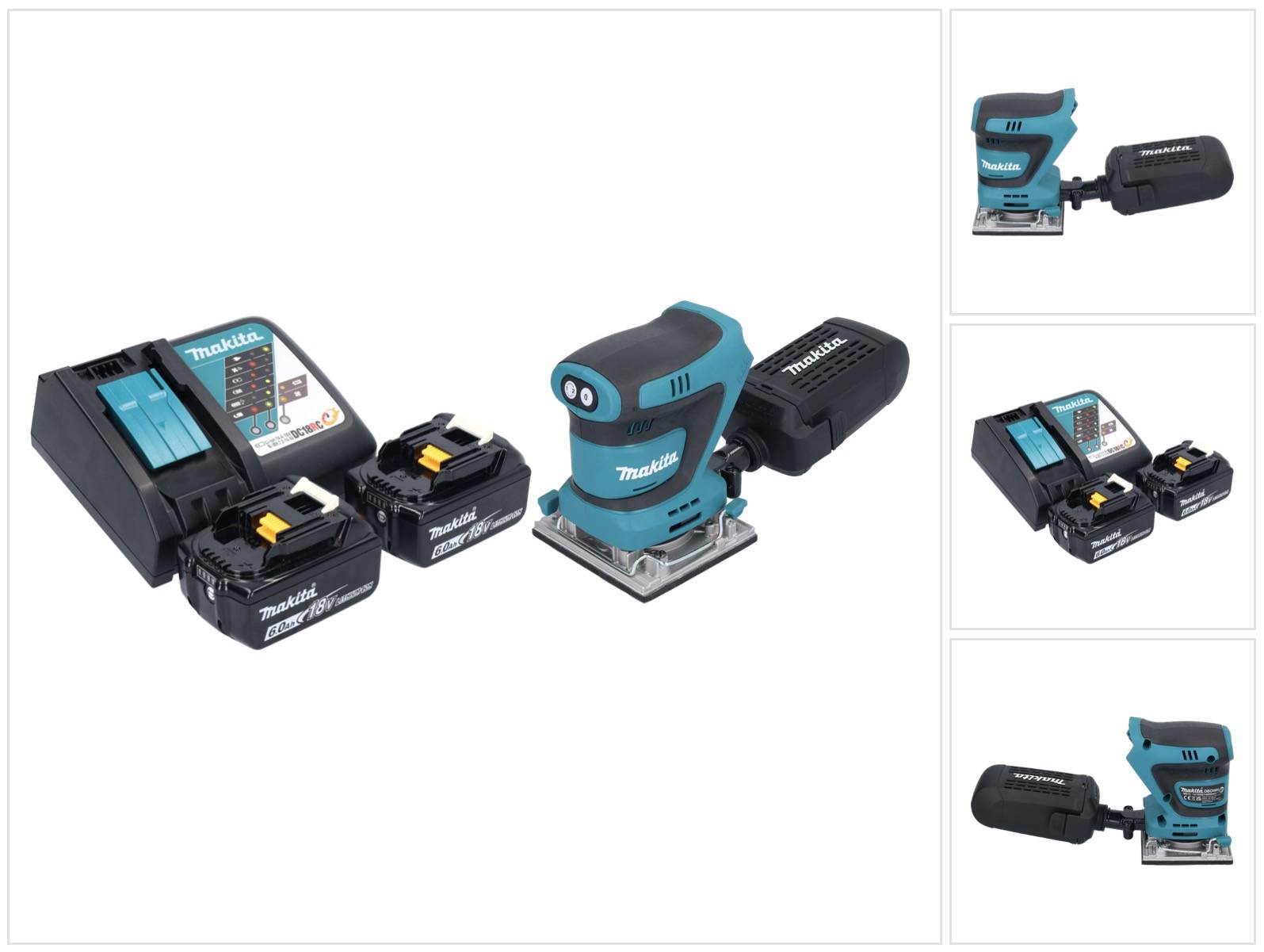 Makita DBO 484 RG Akku Schwingschleifer 18 V 112 x 102 mm + 2x Akku 6,0 Ah + Ladegerät-0