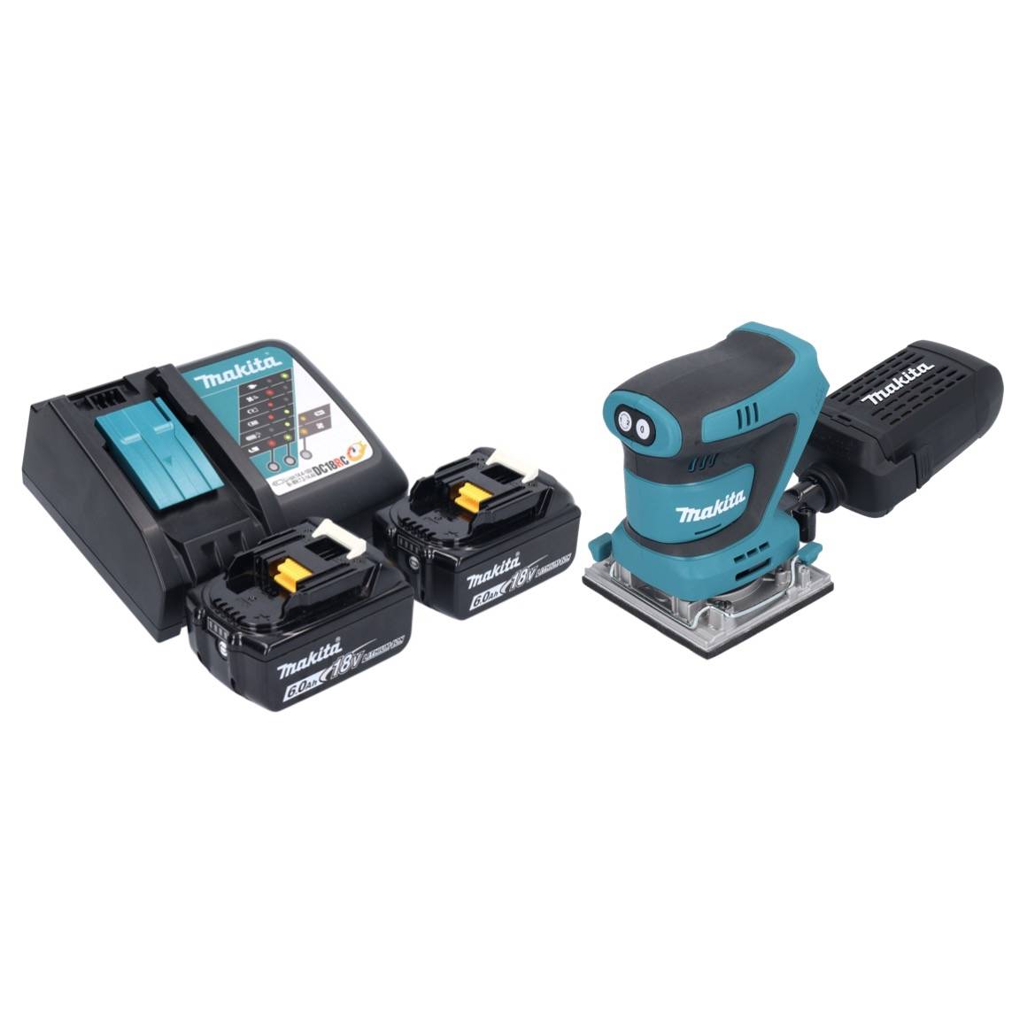 Makita DBO 484 RG Akku Schwingschleifer 18 V 112 x 102 mm + 2x Akku 6,0 Ah + Ladegerät-1