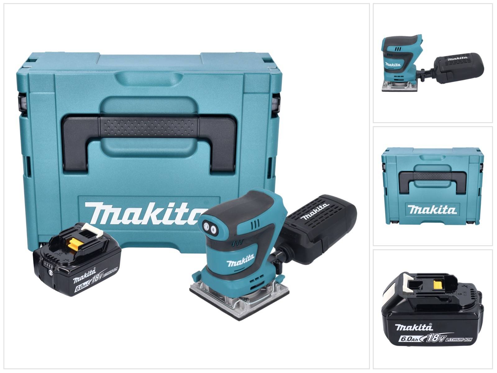 Makita DBO 484 G1J Akku Schwingschleifer 18 V 112 x 102 mm + 1x Akku 6,0 Ah + Makpac - ohne Ladegerät-0