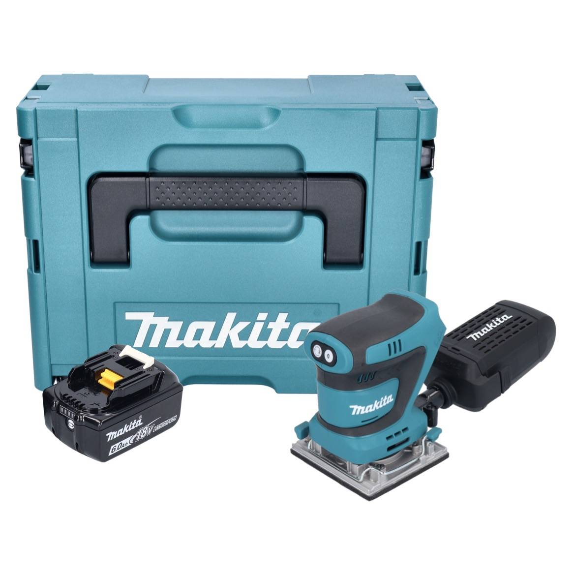 Makita DBO 484 G1J Akku Schwingschleifer 18 V 112 x 102 mm + 1x Akku 6,0 Ah + Makpac - ohne Ladegerät-1