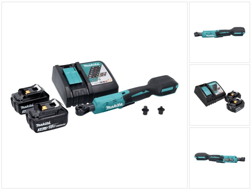 Makita DWR 180 RF Akku Ratschenschrauber 18 V 47,5 Nm 1/4" 3/8" + 2x Akku 3,0 Ah + Ladegerät-0