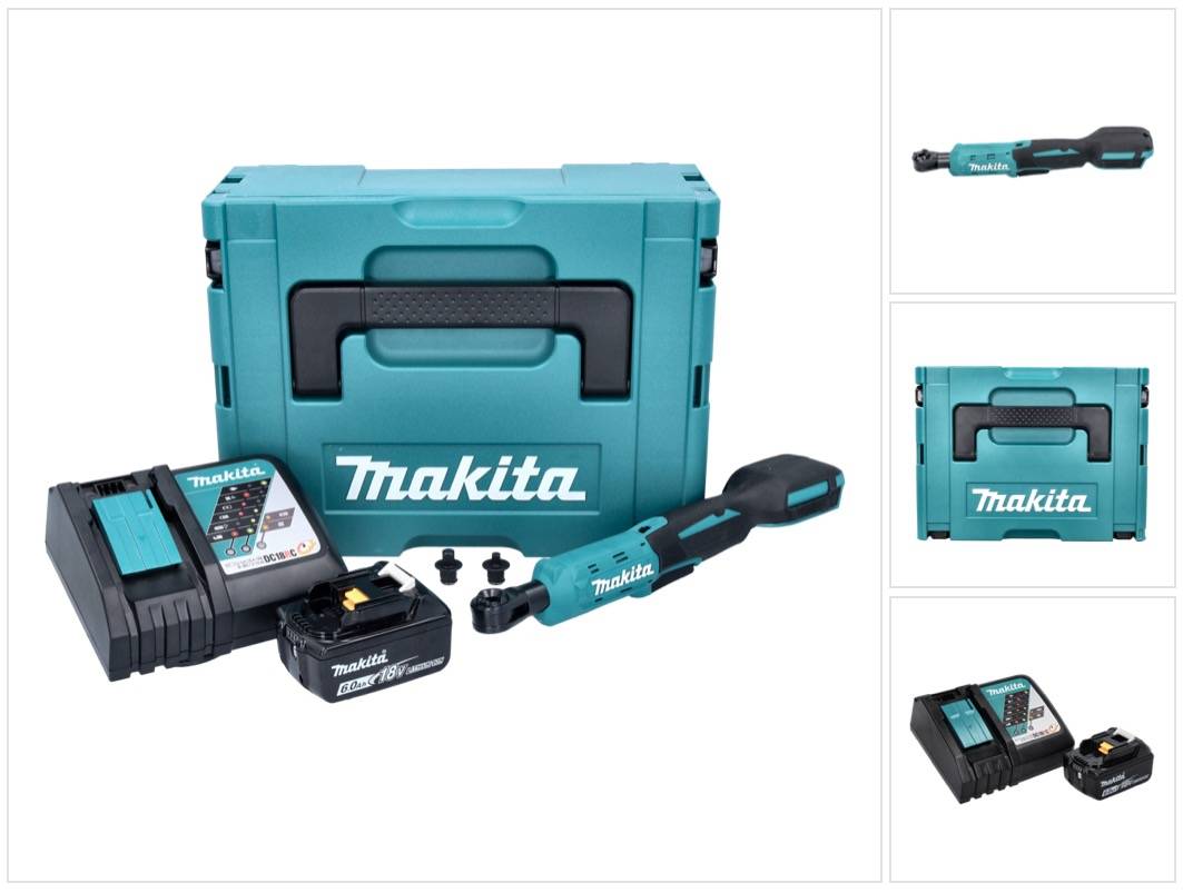Makita DWR 180 RG1J Akku Ratschenschrauber 18 V 47,5 Nm 1/4" 3/8" + 1x Akku 6,0 Ah + Ladegerät + Makpac-0