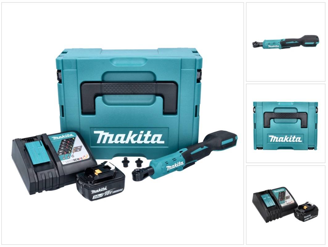 Makita DWR 180 RF1J Akku Ratschenschrauber 18 V 47,5 Nm 1/4" 3/8" + 1x Akku 3,0 Ah + Ladegerät + Makpac-0