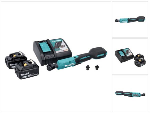 Makita DWR 180 RG Akku Ratschenschrauber 18 V 47,5 Nm 1/4" 3/8" + 2x Akku 6,0 Ah + Ladegerät