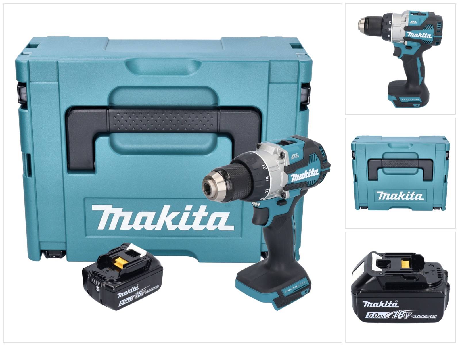 Makita DDF 489 T1J Akku Bohrschrauber 18 V 73 Nm Brushless + 1x Akku 5,0 Ah + Makpac - ohne Ladegerät-0