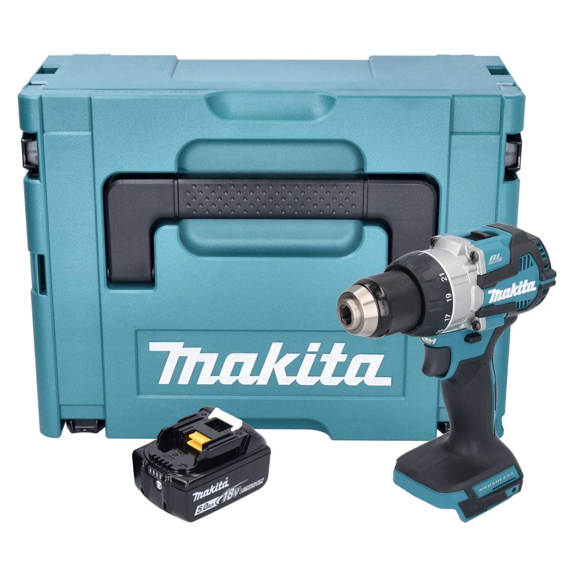 Makita DDF 489 T1J Akku Bohrschrauber 18 V 73 Nm Brushless + 1x Akku 5,0 Ah + Makpac - ohne Ladegerät-1