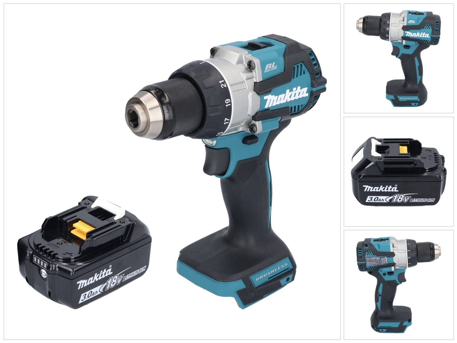 Makita DDF 489 F1 Akku Bohrschrauber 18 V 73 Nm Brushless + 1x Akku 3,0 Ah - ohne Ladegerät-0