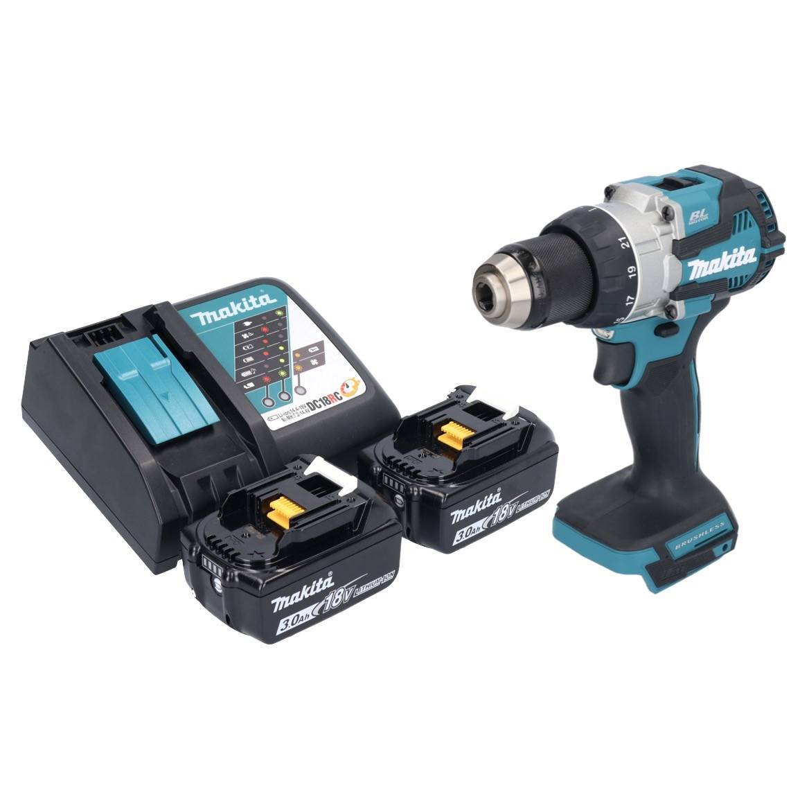 Makita DDF 489 RF Akku Bohrschrauber 18 V 73 Nm Brushless + 2x Akku 3,0 Ah + Ladegerät-1