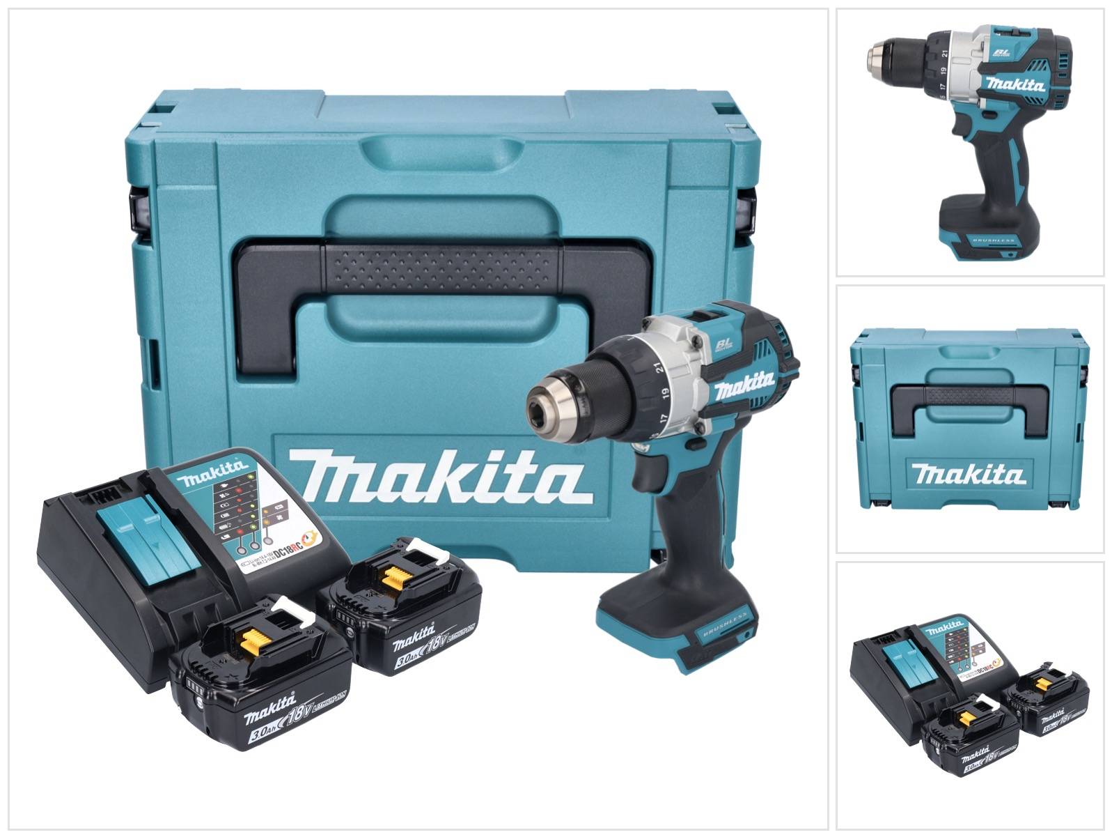 Makita DDF 489 RFJ Akku Bohrschrauber 18 V 73 Nm Brushless + 2x Akku 3,0 Ah + Ladegerät + Makpac-0