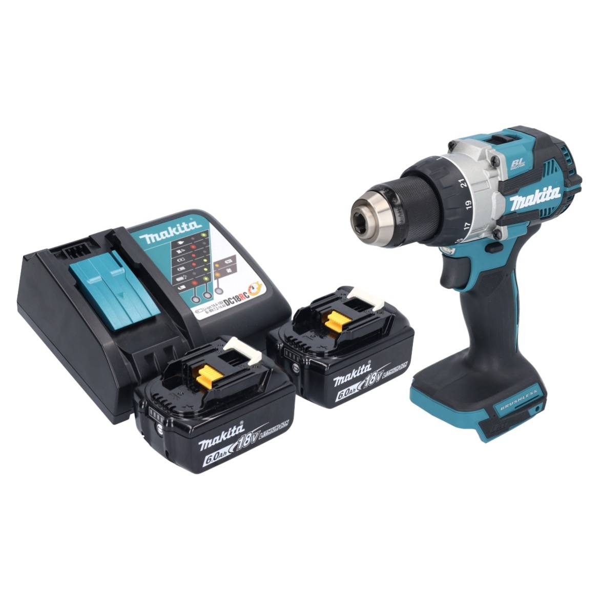 Makita DDF 489 RG Akku Bohrschrauber 18 V 73 Nm Brushless + 2x Akku 6,0 Ah + Ladegerät-1