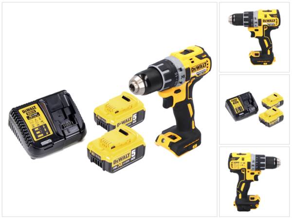 DeWalt DCD 791 P2 Akku Bohrschrauber 18 V 70 Nm Brushless + 2x Akku 5,0 Ah + Ladegerät