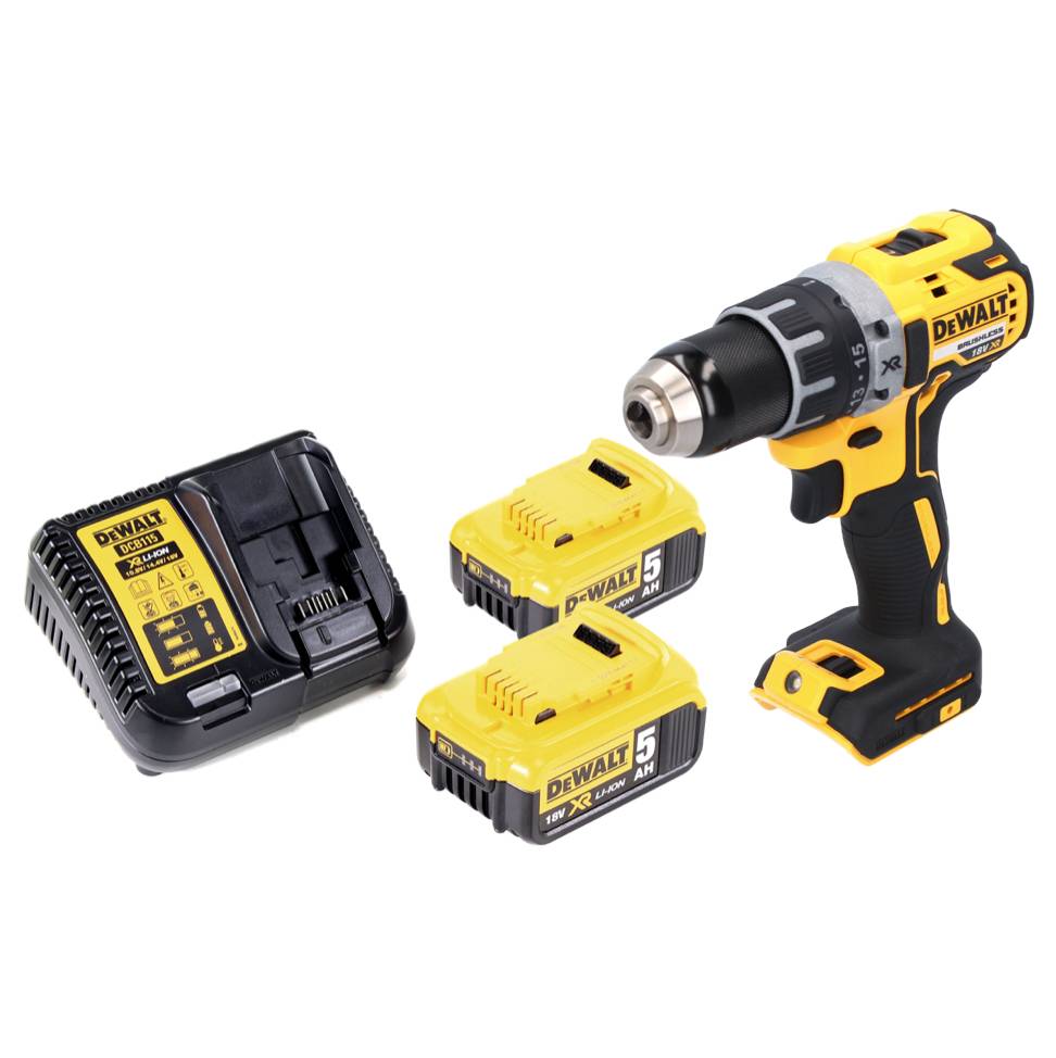 DeWalt DCD 791 P2 Akku Bohrschrauber 18 V 70 Nm Brushless + 2x Akku 5,0 Ah + Ladegerät-1