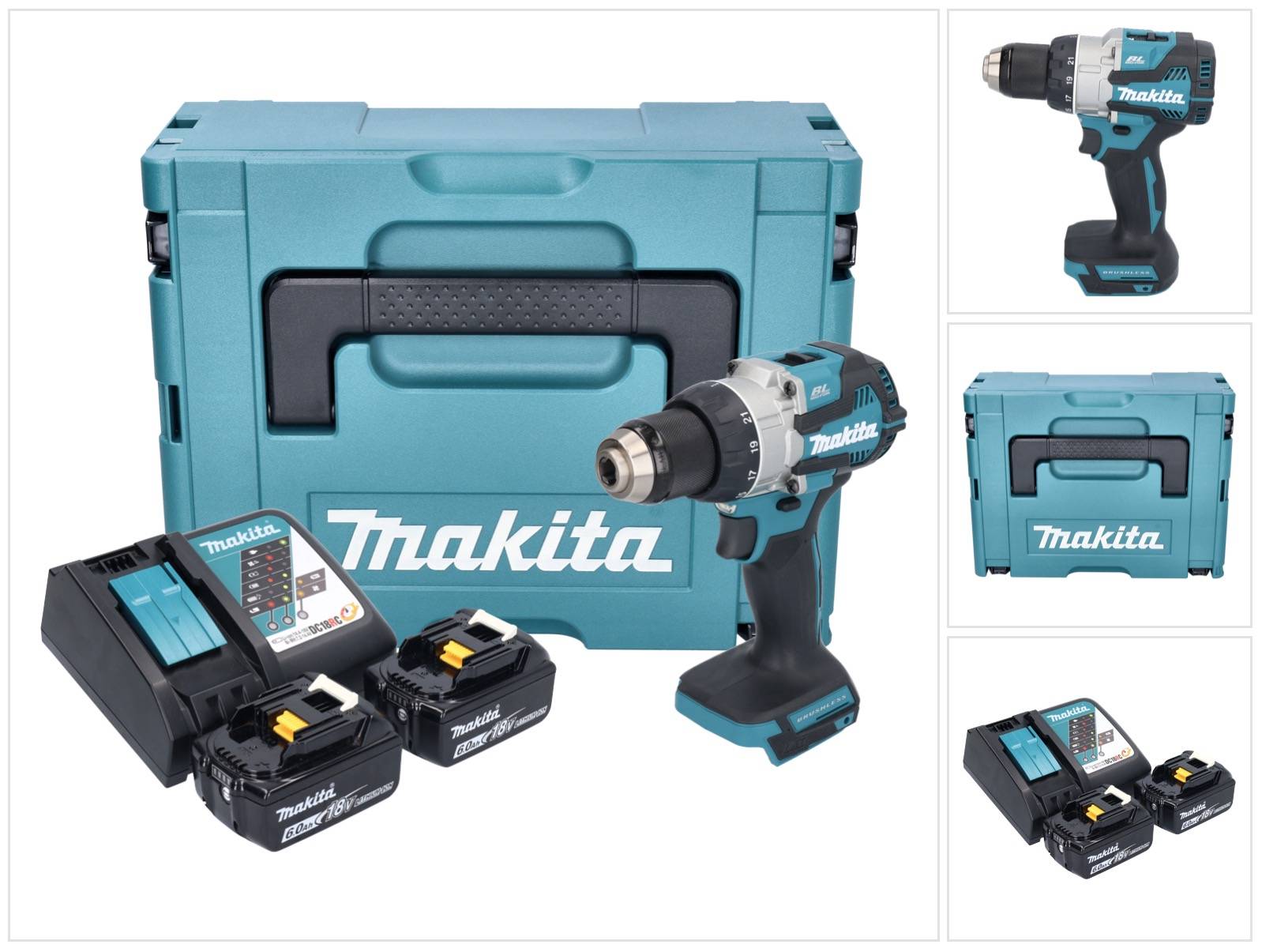 Makita DDF 489 RGJ Akku Bohrschrauber 18 V 73 Nm Brushless + 2x Akku 6,0 Ah + Ladegerät + Makpac-0