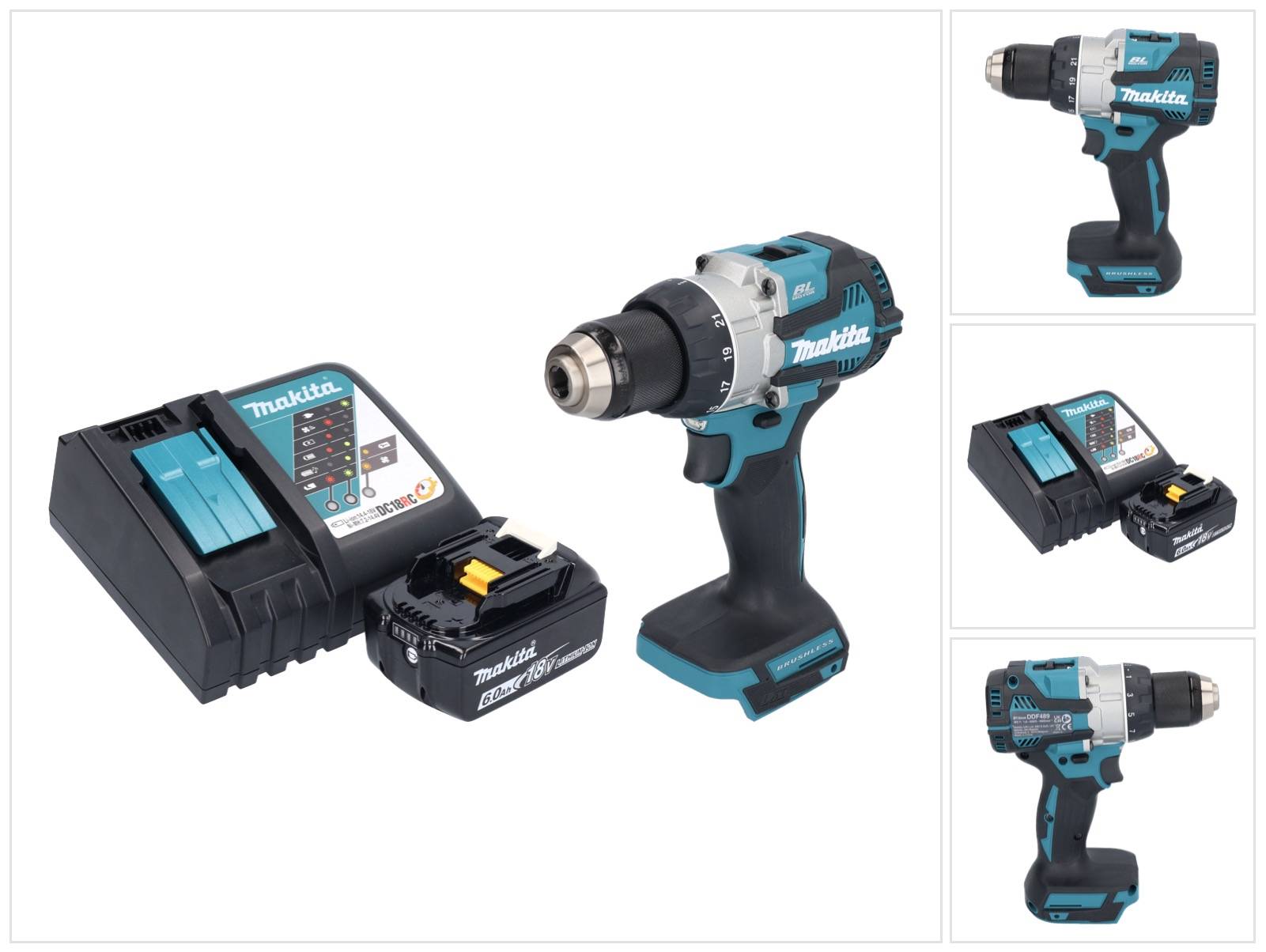 Makita DDF 489 RG1 Akku Bohrschrauber 18 V 73 Nm Brushless + 1x Akku 6,0 Ah + Ladegerät-0